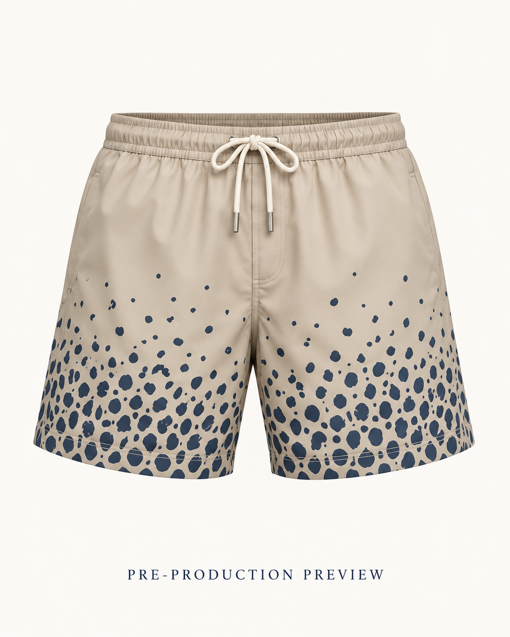 Generated pre-production front preview of Stone pebble swim shorts.