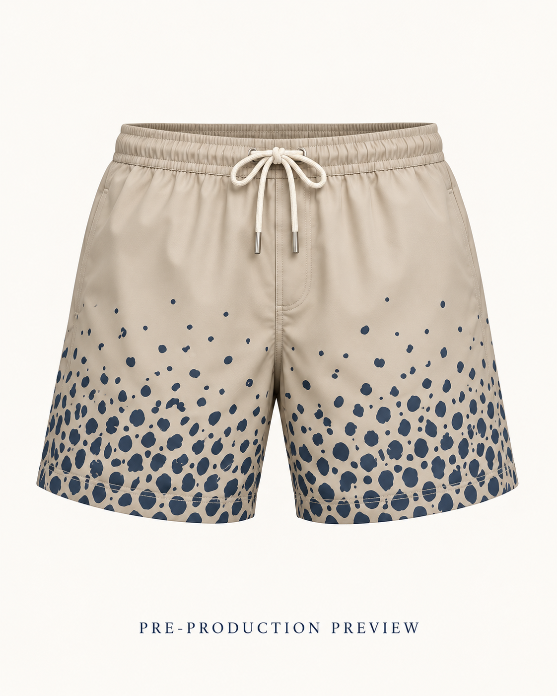 Generated pre-production front preview of Stone pebble swim shorts.