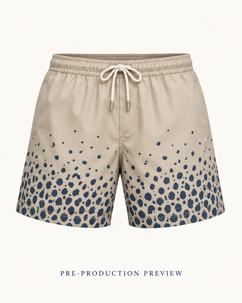Generated pre-production front preview of Stone pebble swim shorts.