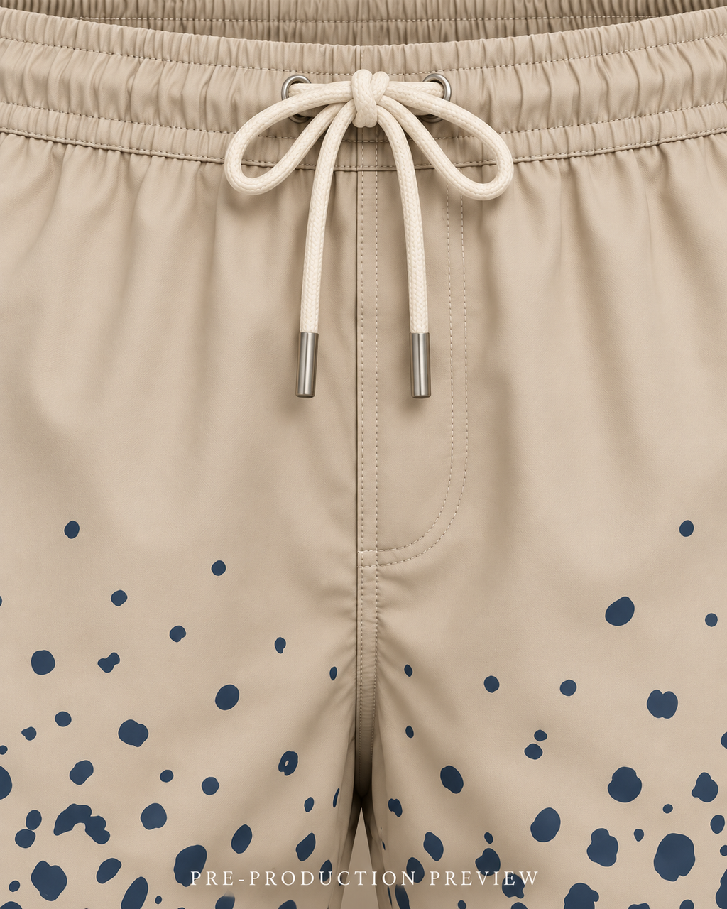 Generated pre-production artwork detail preview of Stone pebble swim shorts.