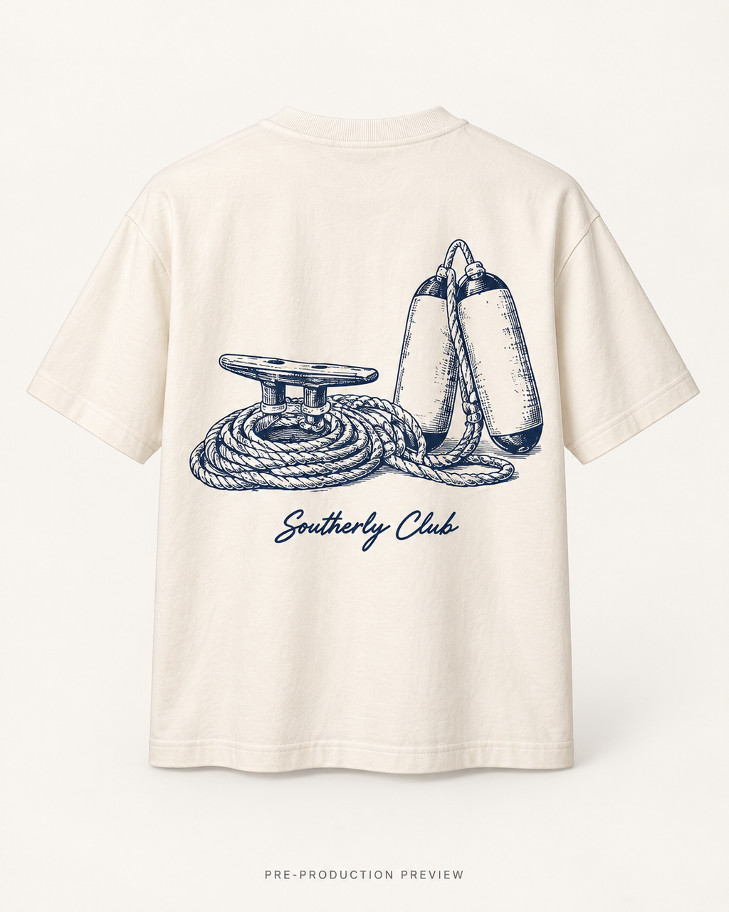 Generated pre-production back preview of Mooring Study Graphic Tee 001.