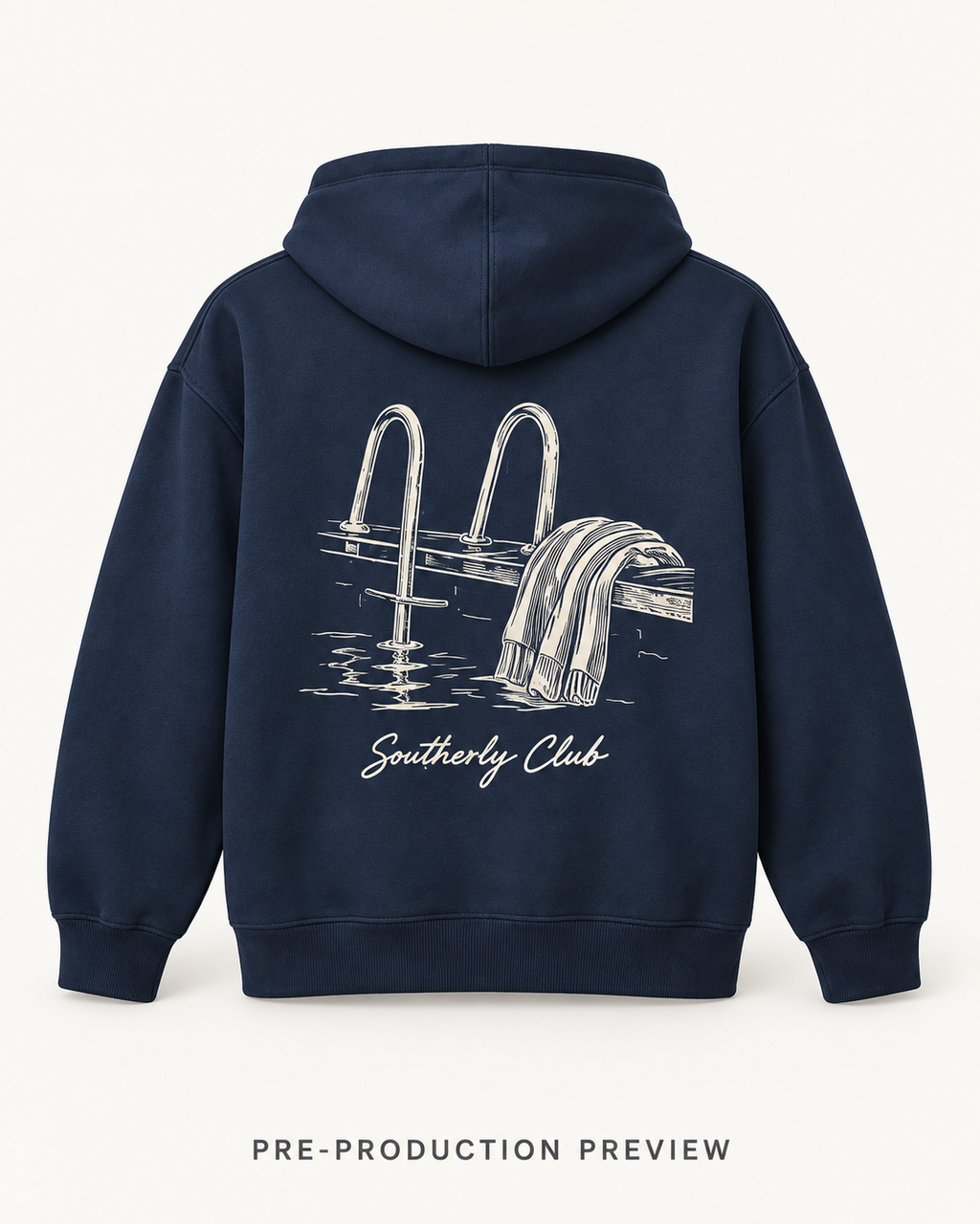 Generated pre-production back preview of Landing Steps Graphic Hoodie 002.