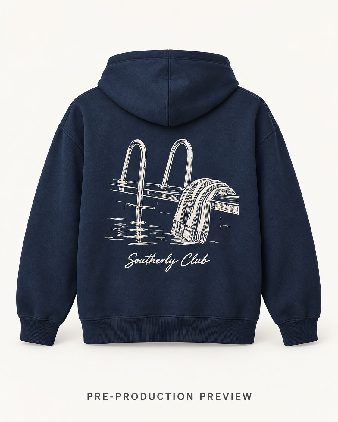 Generated pre-production back preview of Landing Steps Graphic Hoodie 002.