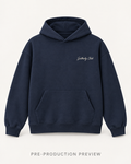 Generated pre-production front preview of the Landing Steps Graphic Hoodie 002; not a photograph of a manufactured garment.