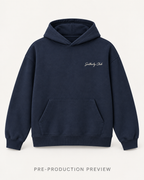 Generated pre-production front preview of the Landing Steps Graphic Hoodie 002; not a photograph of a manufactured garment.