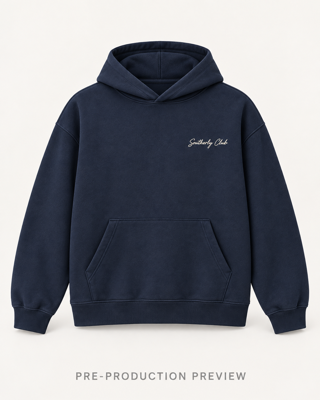 Generated pre-production front preview of the Landing Steps Graphic Hoodie 002; not a photograph of a manufactured garment.