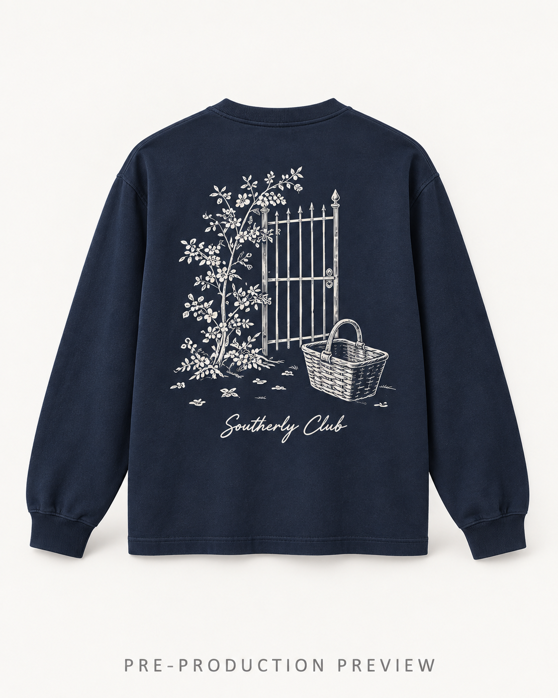 Generated pre-production back preview of Courtyard Gate Graphic Long-Sleeve Tee 005.