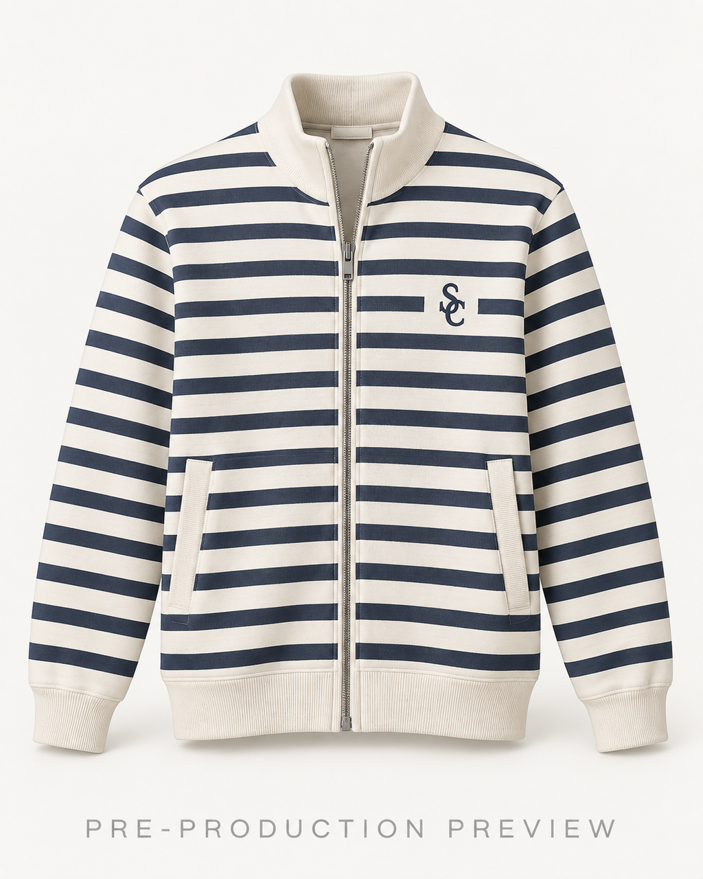 Generated pre-production front preview of Southerly Striped Zip Layer 012.
