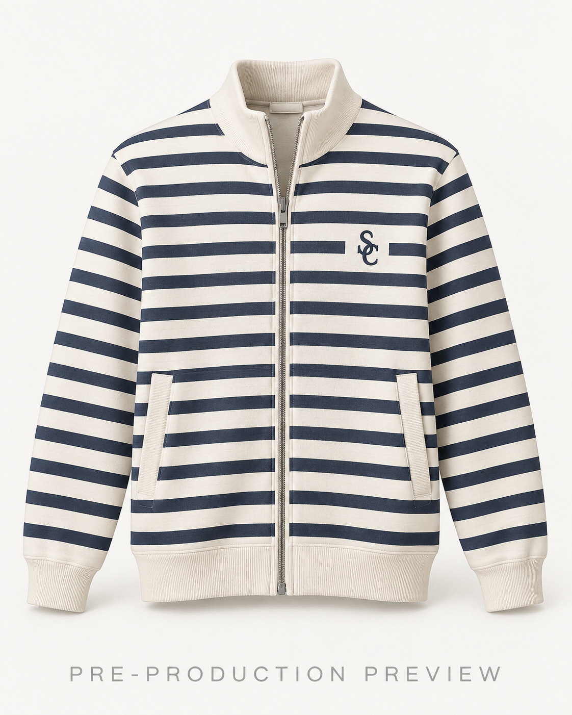 Generated pre-production front preview of Southerly Striped Zip Layer 012.