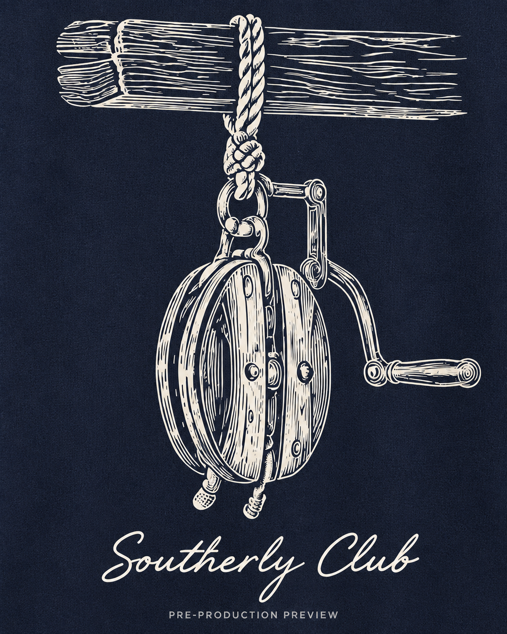 Generated pre-production artwork detail preview of Rope Pulley Graphic Tee 013.