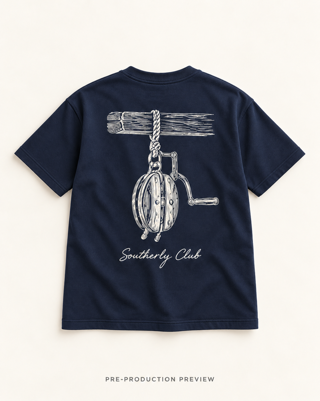 Generated pre-production flat lay preview of Rope Pulley Graphic Tee 013.