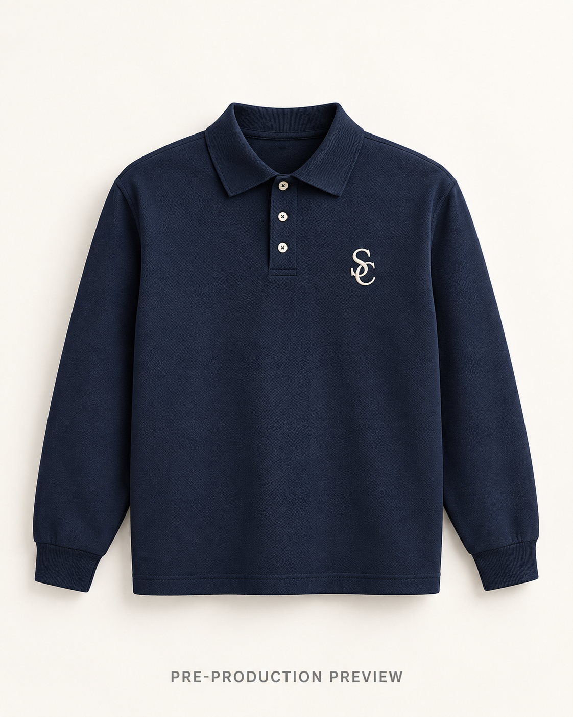 Generated pre-production front preview of Southerly Long-Sleeve Polo 018.