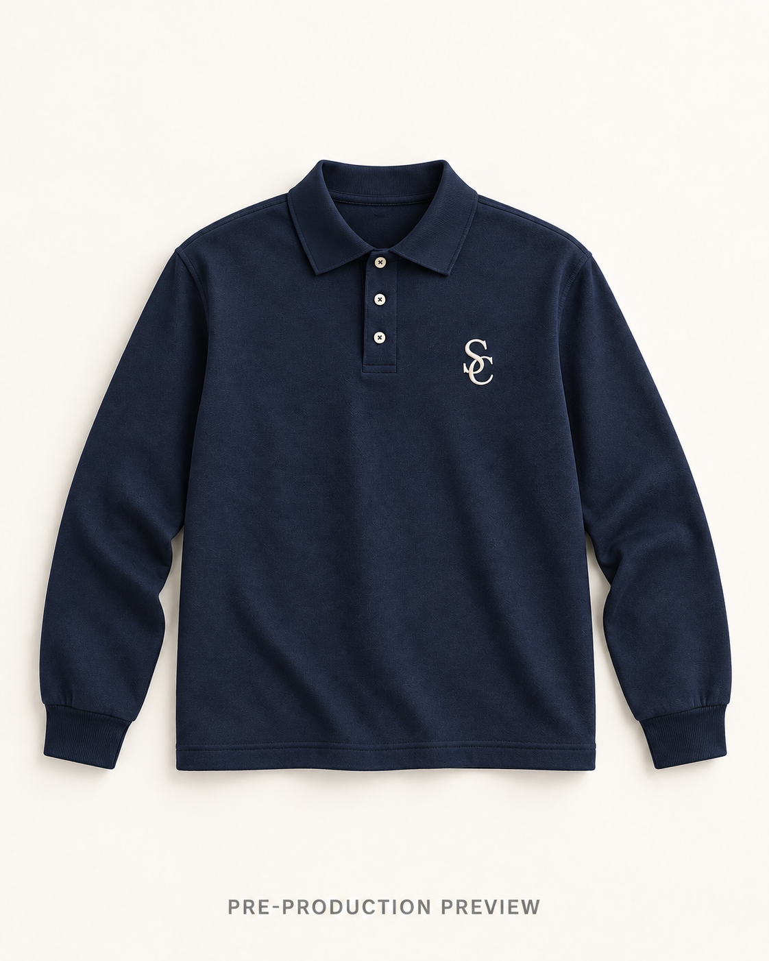 Generated pre-production flat lay preview of Southerly Long-Sleeve Polo 018.
