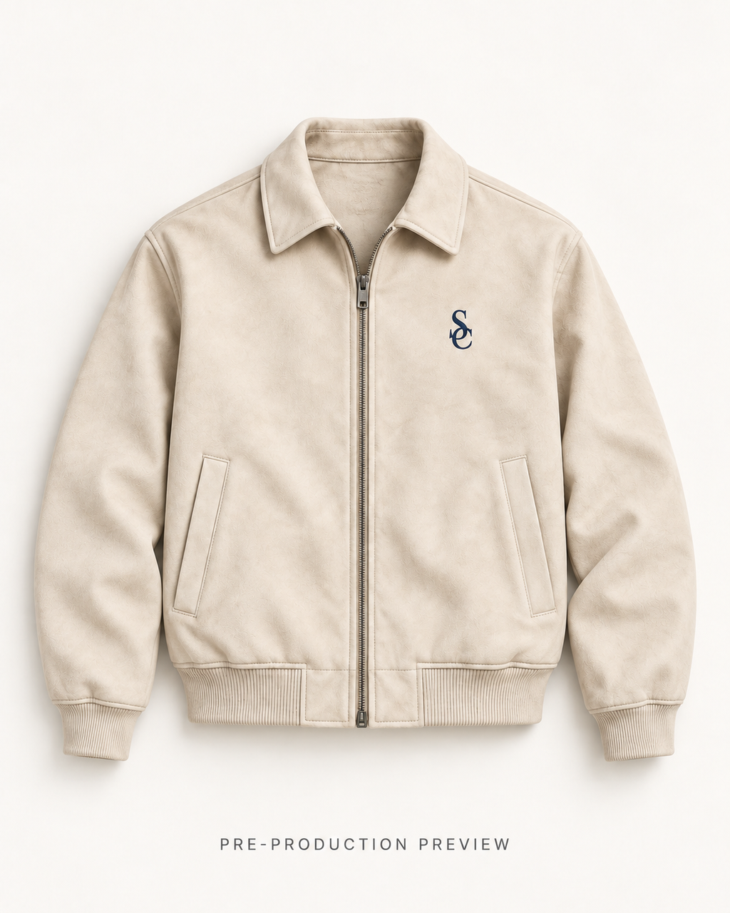Generated pre-production flat lay preview of Southerly Suede Blouson 033.
