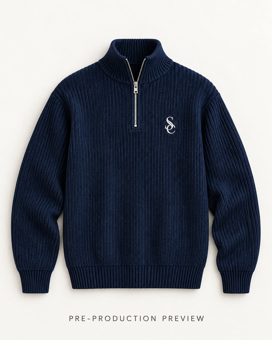 Generated pre-production flat lay preview of Southerly Wool Half-Zip 034.