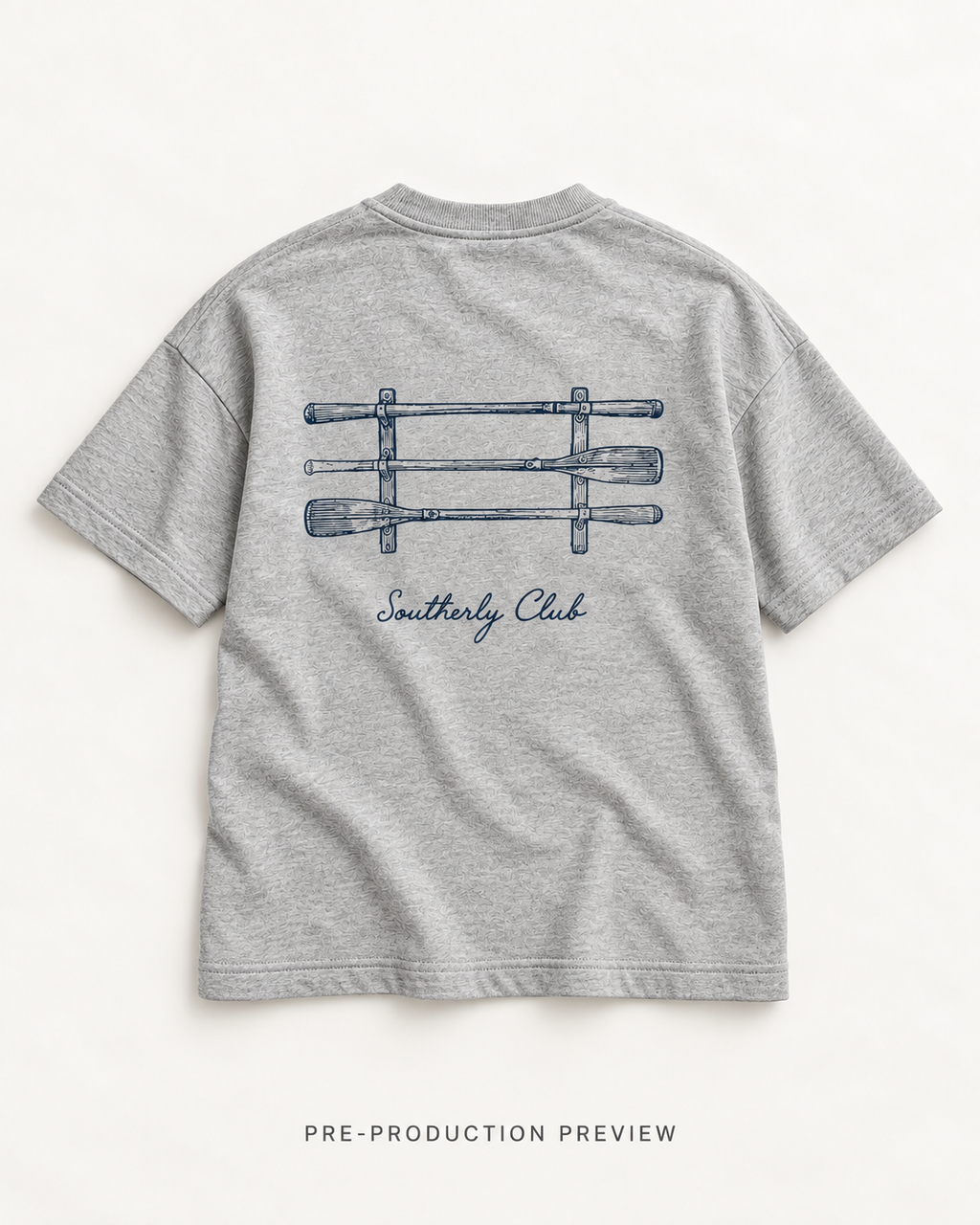 Generated pre-production flat lay preview of Oar Rack Graphic Tee 035.