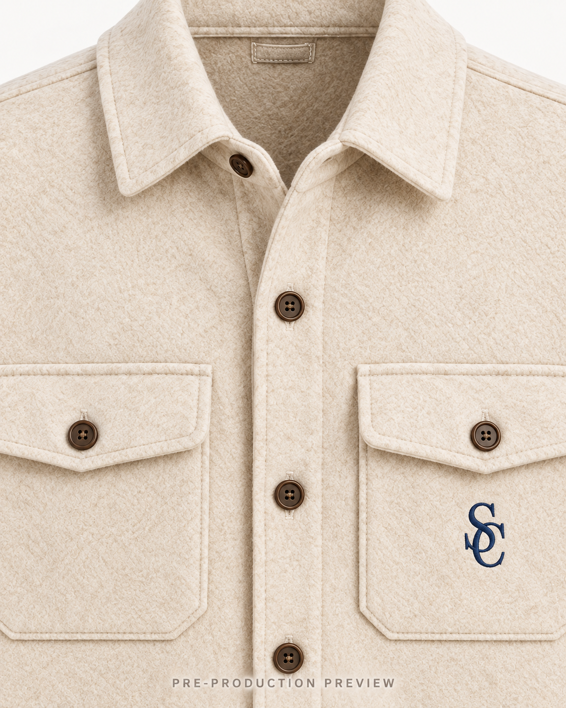 Generated pre-production artwork detail preview of Southerly Wool Overshirt 044.