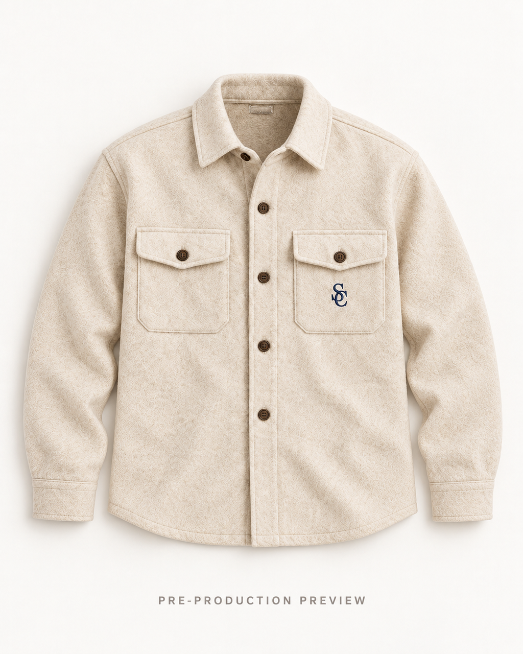 Generated pre-production flat lay preview of Southerly Wool Overshirt 044.