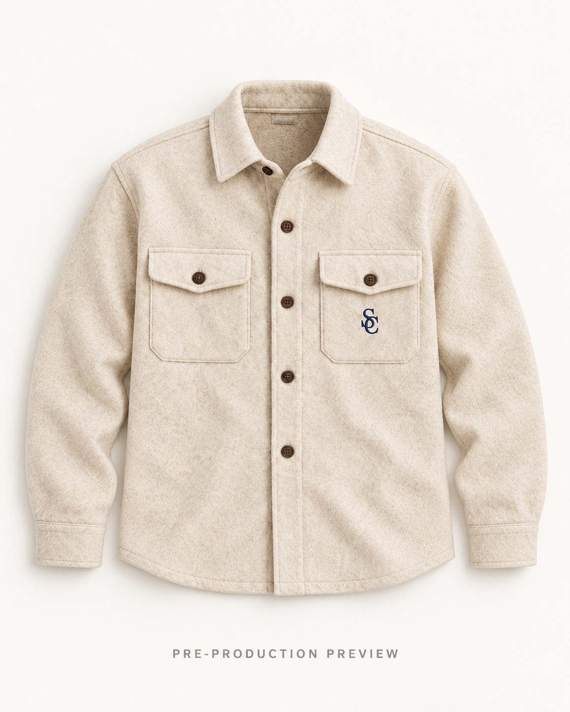Generated pre-production flat lay preview of Southerly Wool Overshirt 044.