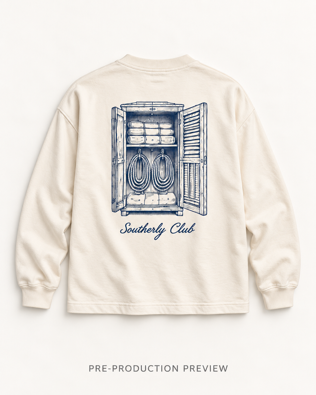 Generated pre-production flat lay preview of Sailing Locker Graphic Long-Sleeve Tee 049.