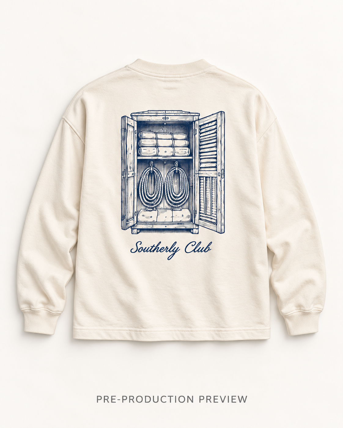 Generated pre-production flat lay preview of Sailing Locker Graphic Long-Sleeve Tee 049.