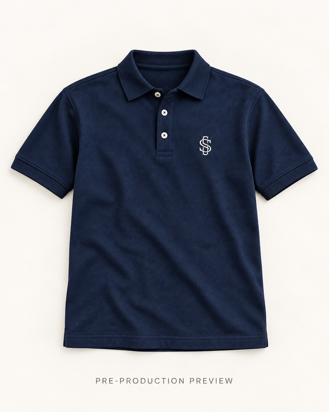 Generated pre-production flat lay preview of Southerly Short-Sleeve Polo 050.