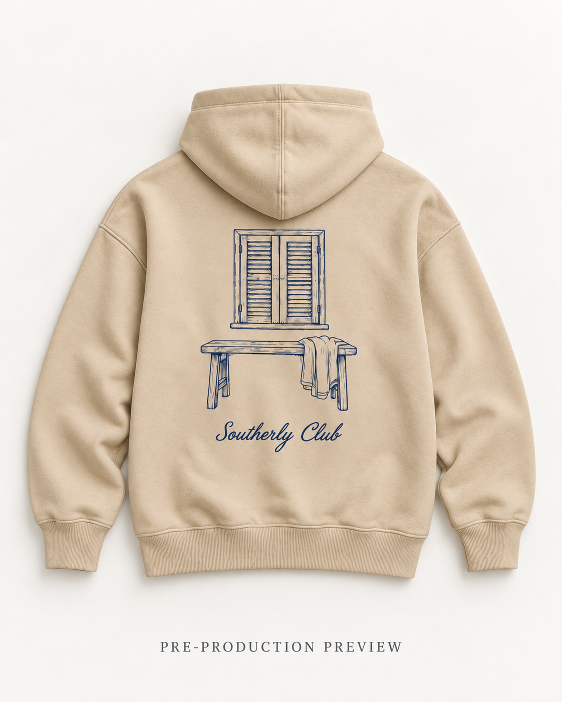 Generated pre-production flat lay preview of Window Seat Graphic Hoodie 055.