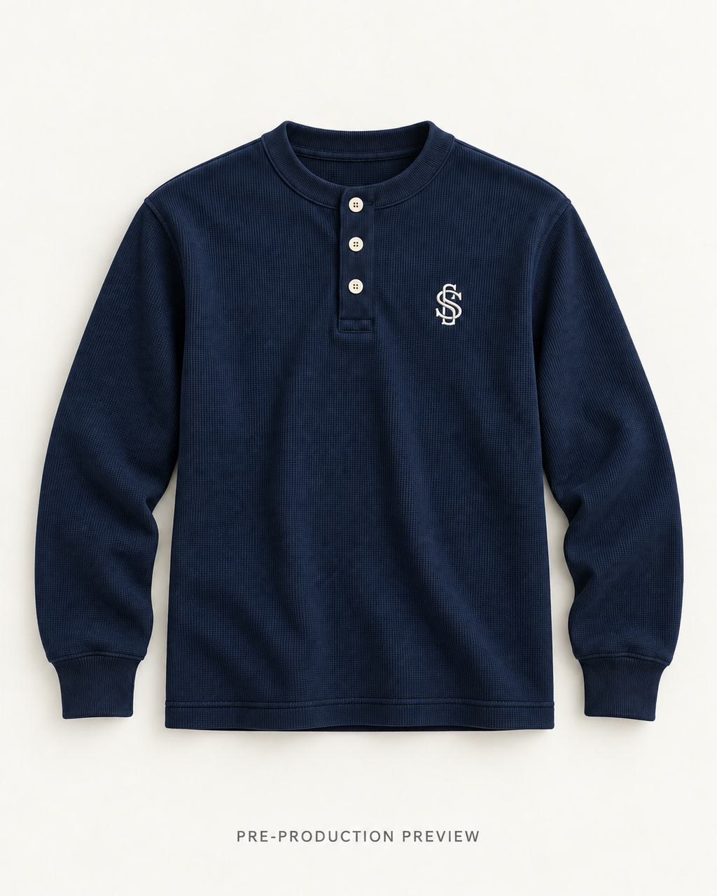 Generated pre-production flat lay preview of Southerly Long-Sleeve Henley 058.