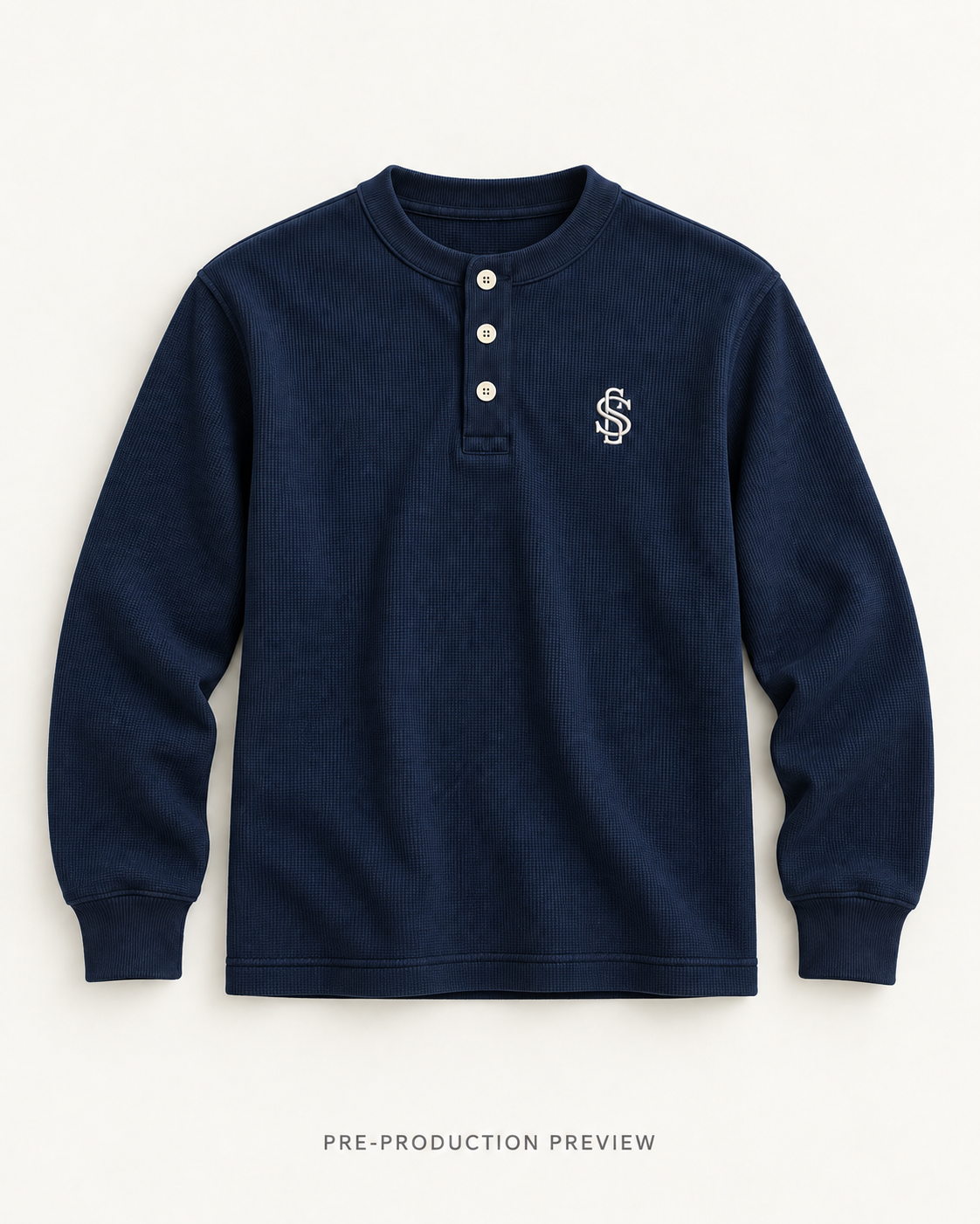 Generated pre-production flat lay preview of Southerly Long-Sleeve Henley 058.