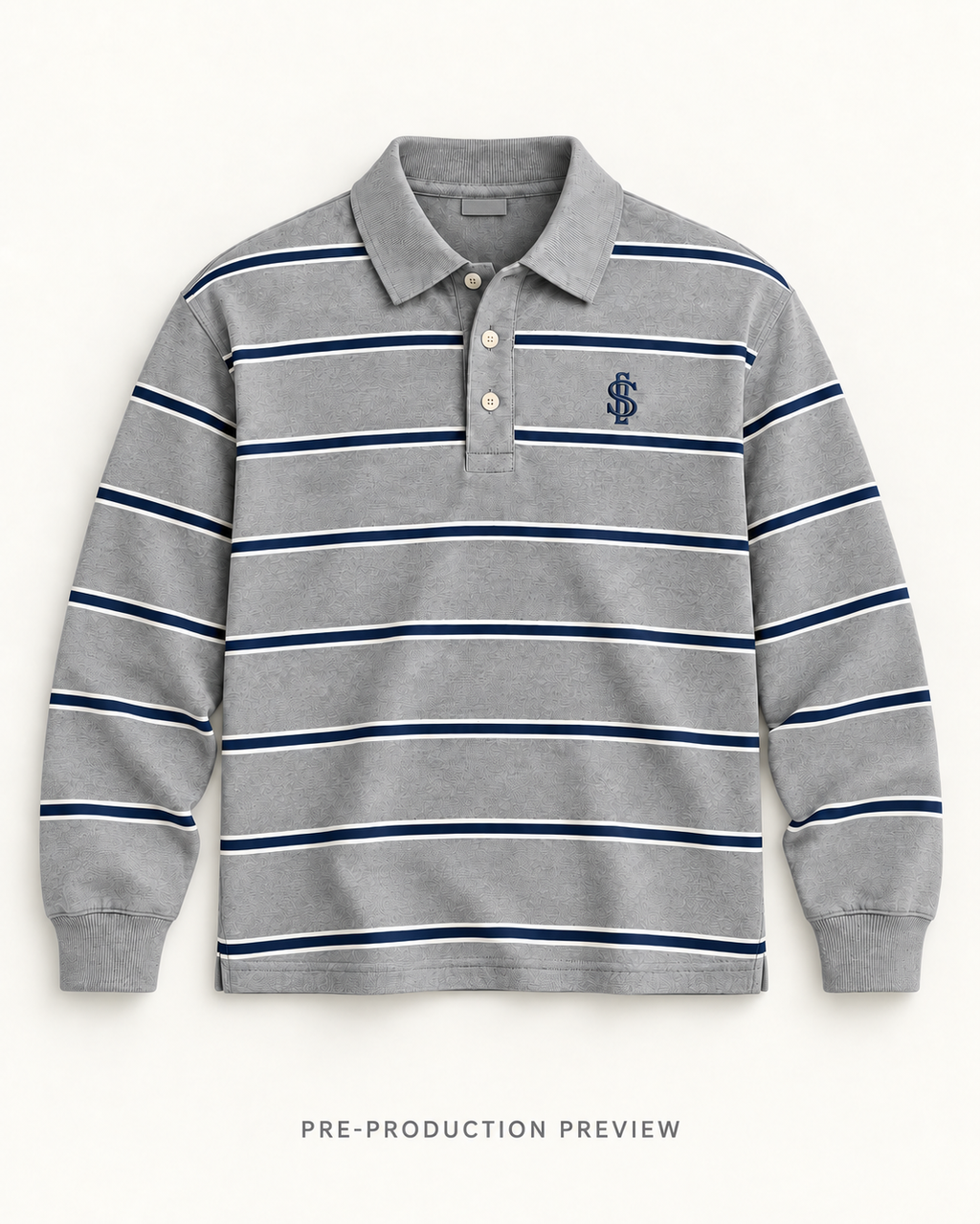 Generated pre-production flat lay preview of Southerly Long-Sleeve Polo 059.