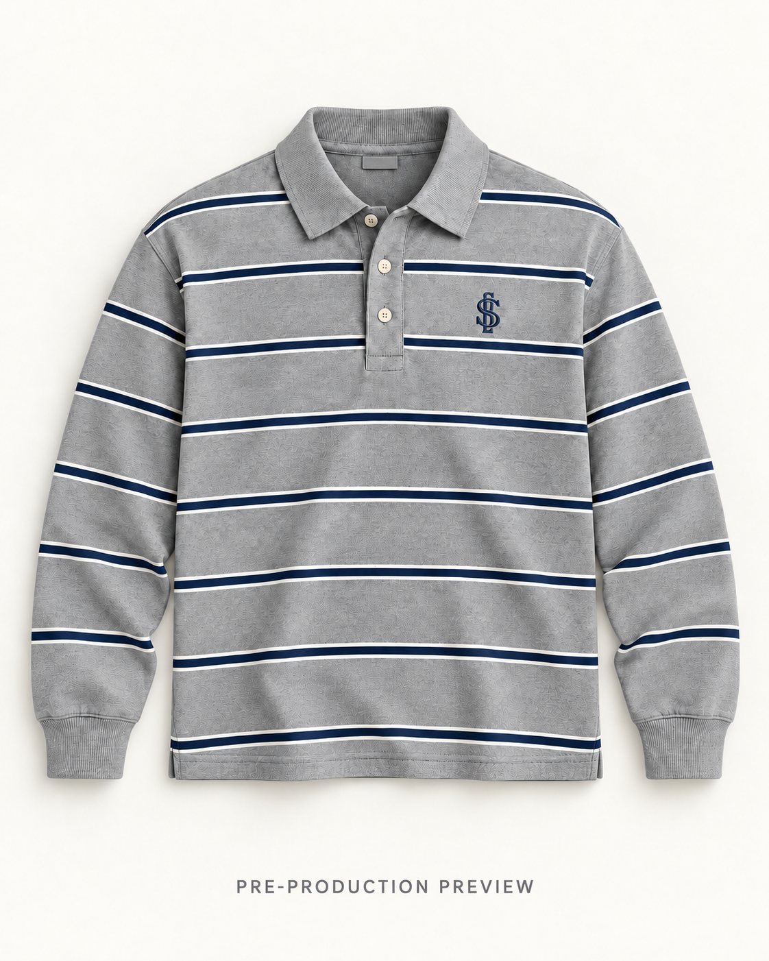 Generated pre-production flat lay preview of Southerly Long-Sleeve Polo 059.