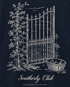 Generated pre-production artwork detail preview of Courtyard Gate Graphic Tee 061.