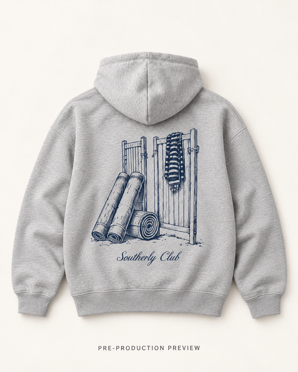 Generated pre-production flat lay preview of Bathing Screen Graphic Hoodie 062.