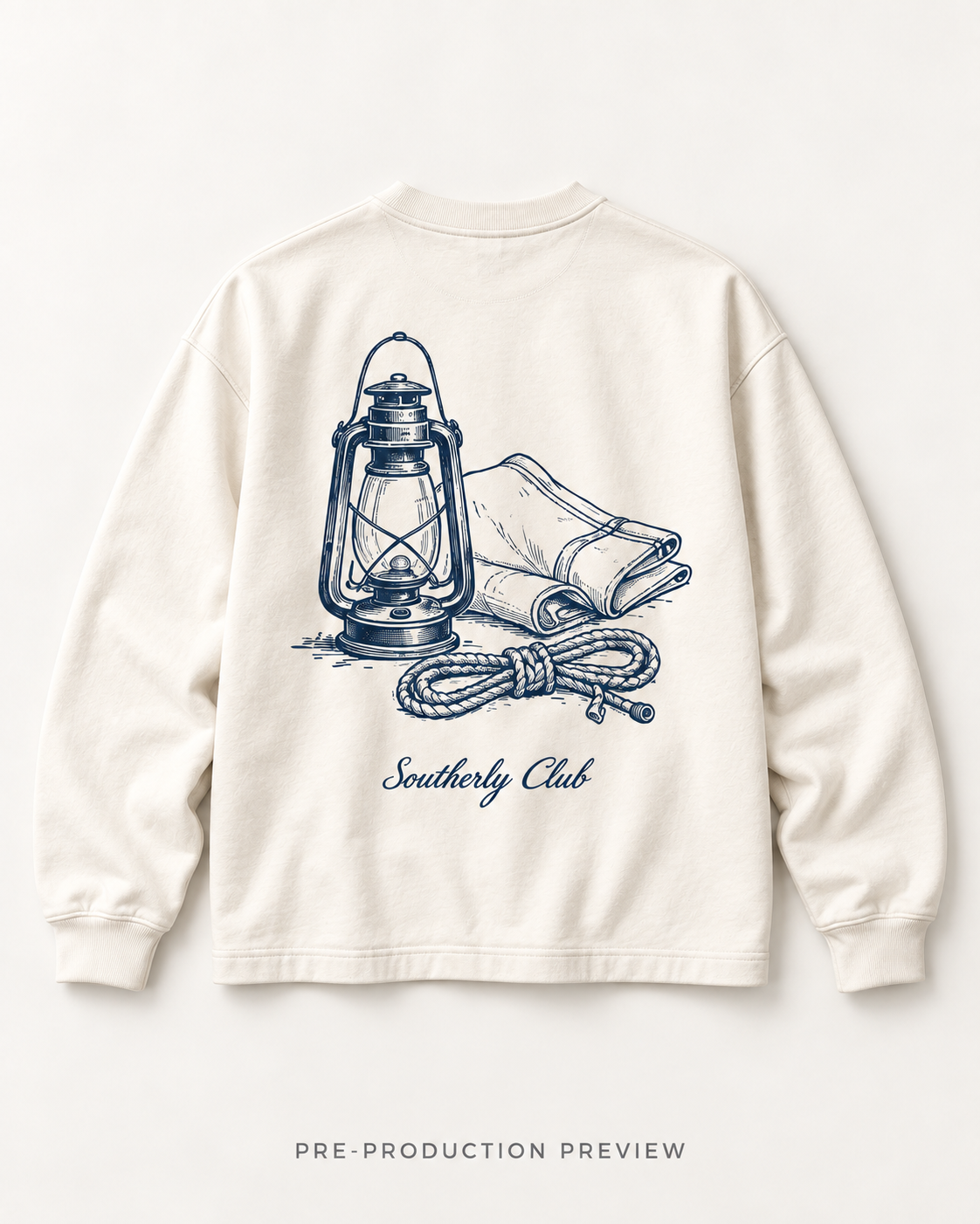 Generated pre-production flat lay preview of Deck Lantern Graphic Long-Sleeve Tee 065.
