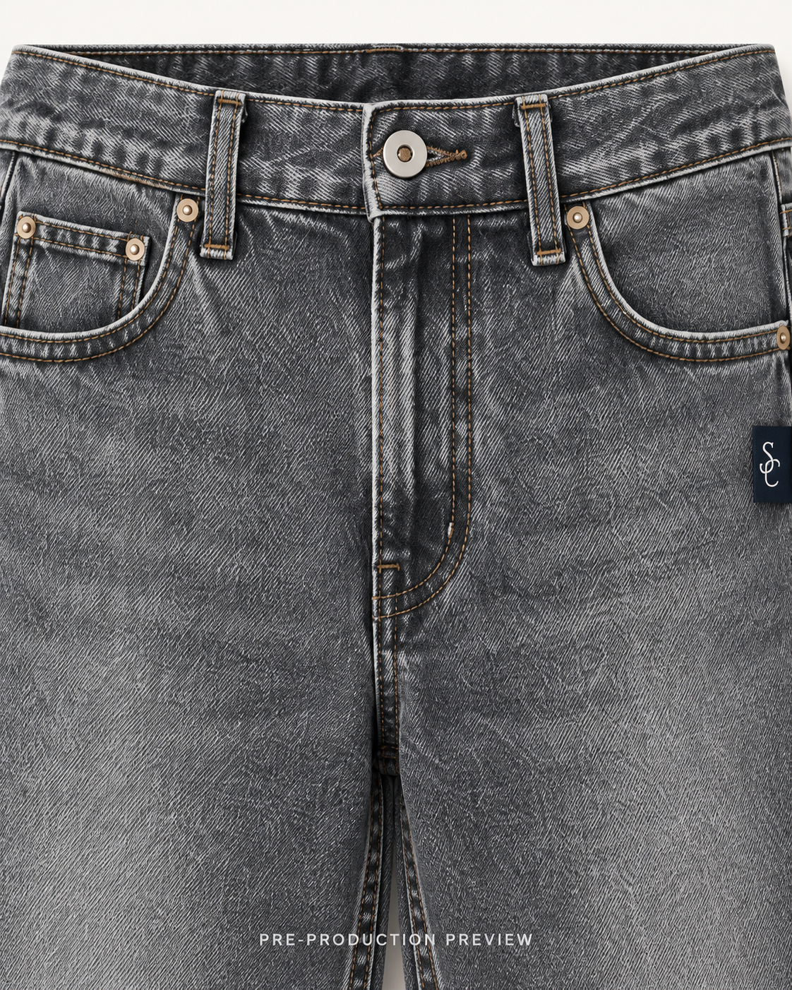 Generated pre-production artwork detail preview of Southerly Straight Denim Trouser 070.