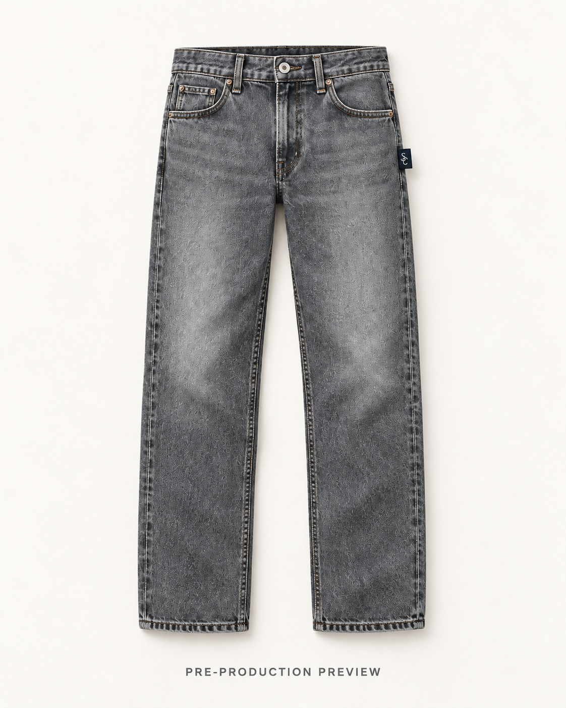 Generated pre-production flat lay preview of Southerly Straight Denim Trouser 070.