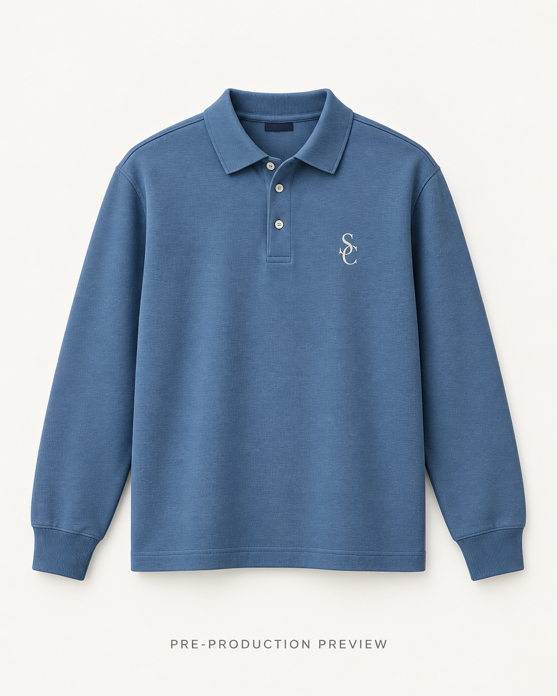 Generated pre-production front preview of Southerly Long-Sleeve Polo 072.