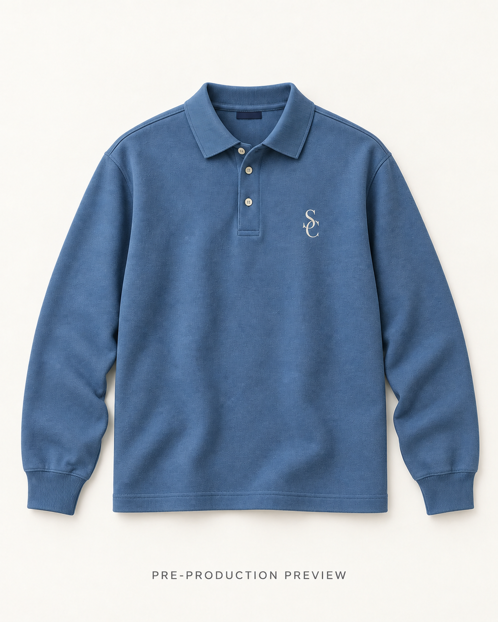 Generated pre-production flat lay preview of Southerly Long-Sleeve Polo 072.
