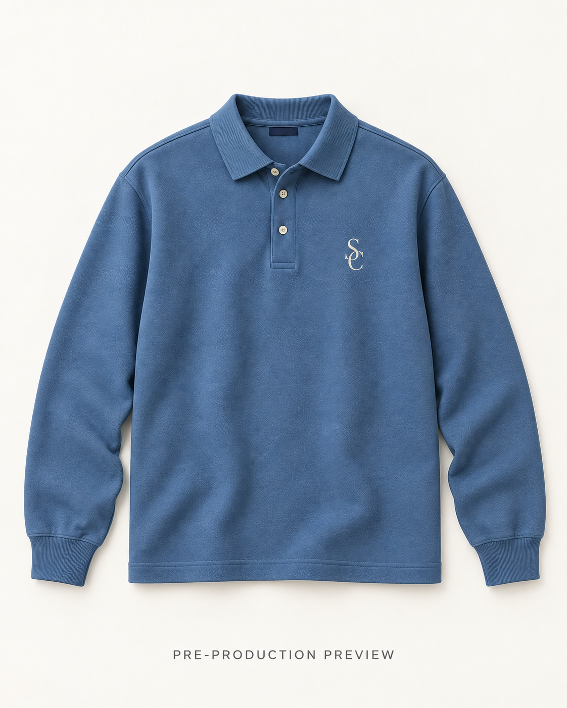 Generated pre-production flat lay preview of Southerly Long-Sleeve Polo 072.