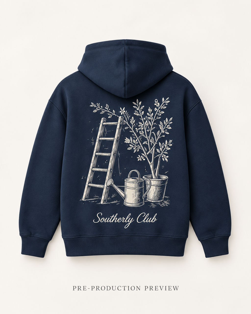 Generated pre-production back preview of Garden Ladder Graphic Hoodie 074.