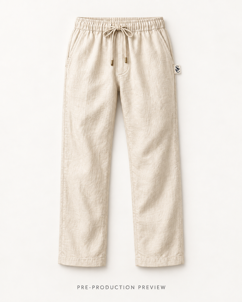 Generated pre-production flat lay preview of Southerly Linen Trouser 076.