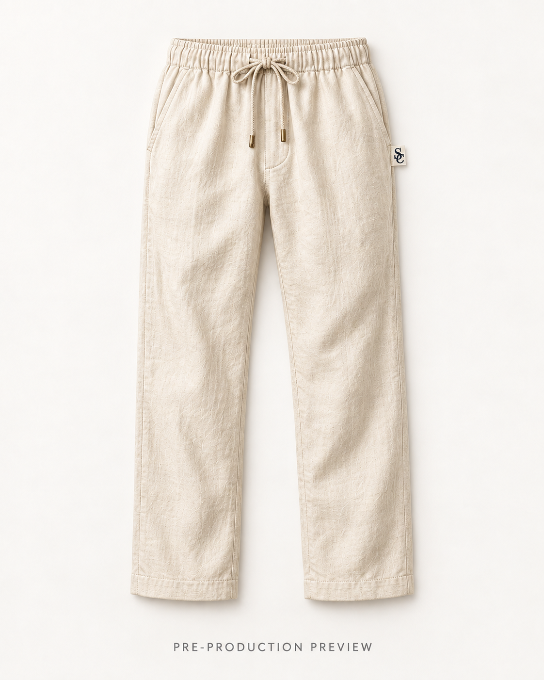 Generated pre-production flat lay preview of Southerly Linen Trouser 076.