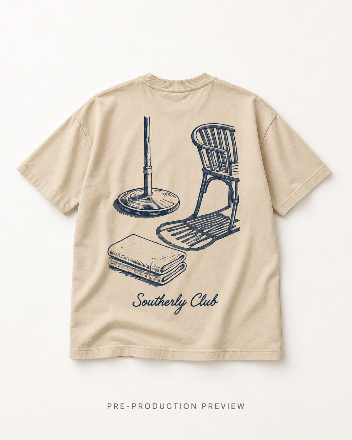 Generated pre-production flat lay preview of Terrace Shade Graphic Tee 079.
