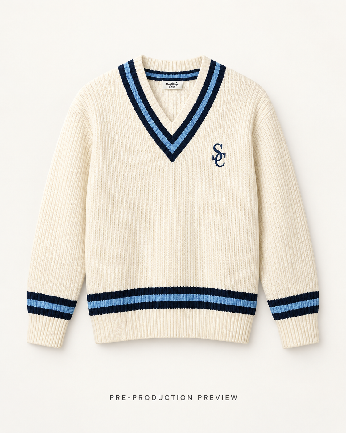Generated pre-production front preview of Southerly Cricket V-Neck Knit 081.