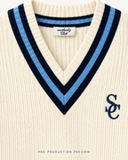 Generated pre-production artwork detail preview of Southerly Cricket V-Neck Knit 081.
