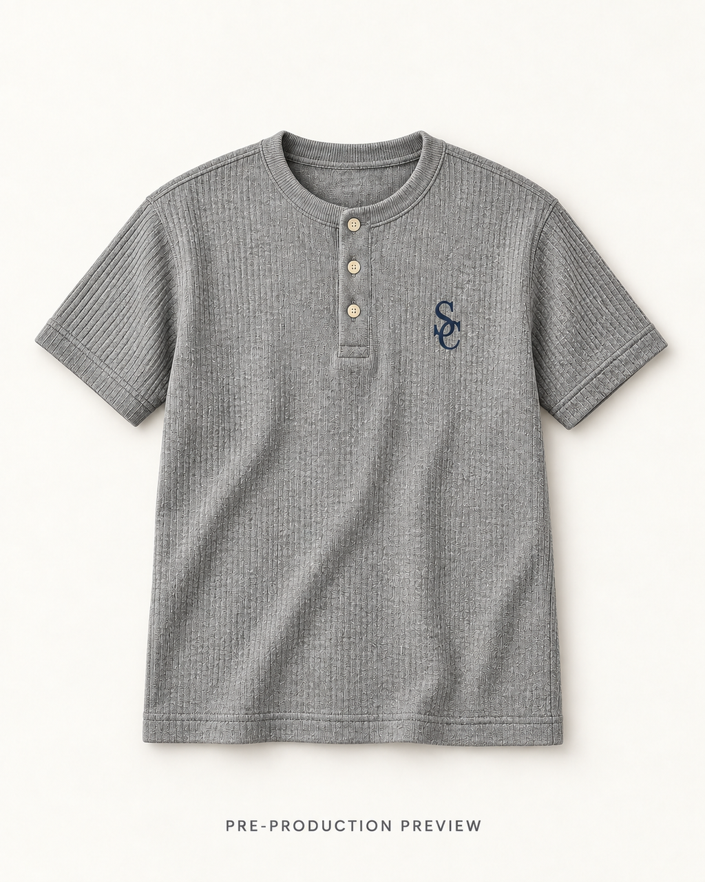 Generated pre-production flat lay preview of Southerly Short-Sleeve Henley 083.