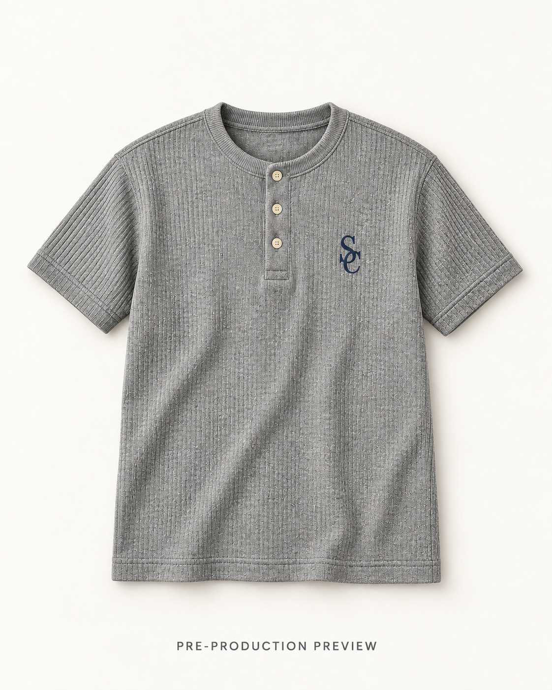 Generated pre-production flat lay preview of Southerly Short-Sleeve Henley 083.