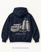 Generated pre-production flat lay preview of Mooring Study Graphic Hoodie 085.