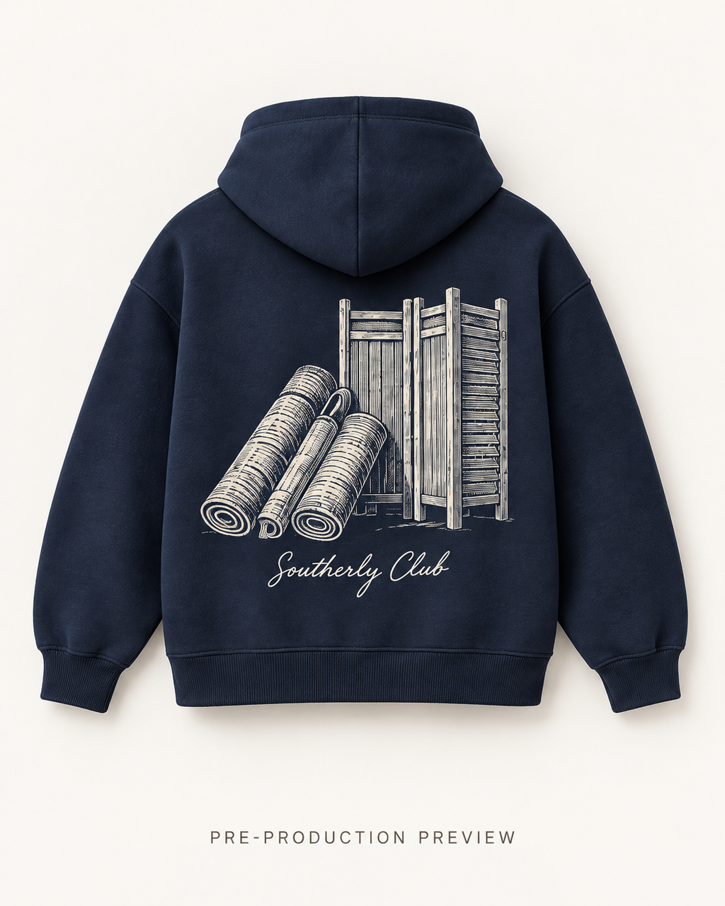 Generated pre-production back preview of Bathing Screen Graphic Hoodie 090.