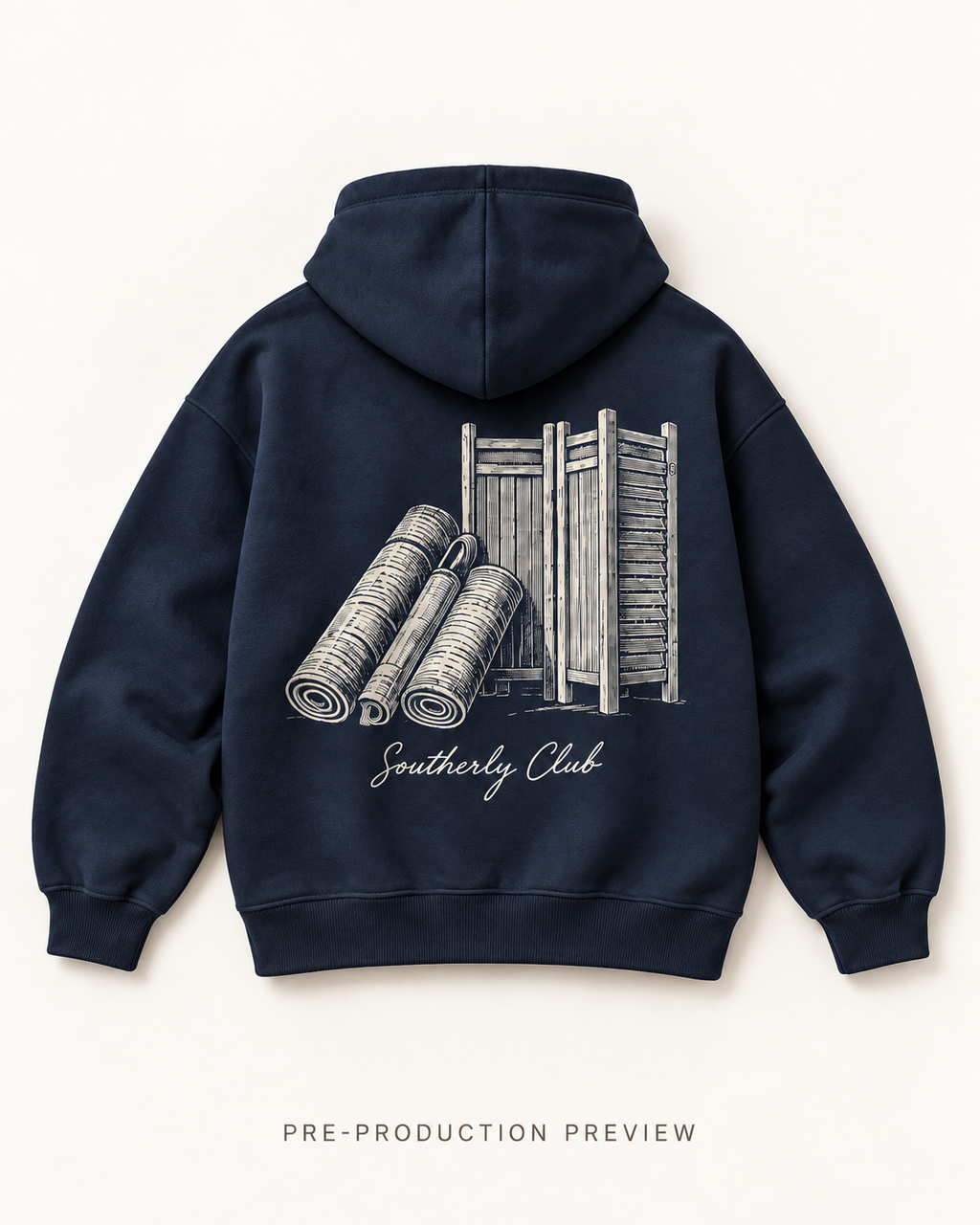 Generated pre-production flat lay preview of Bathing Screen Graphic Hoodie 090.